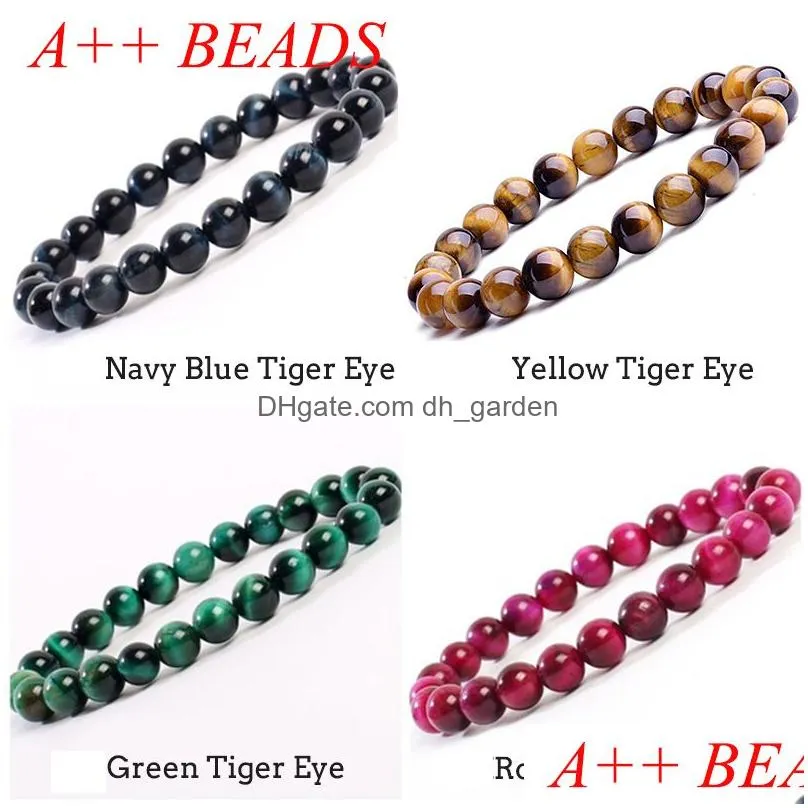 Beaded 8Mm Aaddadd Natural Stone Men Women Tiger Eye Rock Diffuser Bracelet Elastic Yoga Agate Beads Uni Drop Delivery Jewel Dhgarden Dhpqi