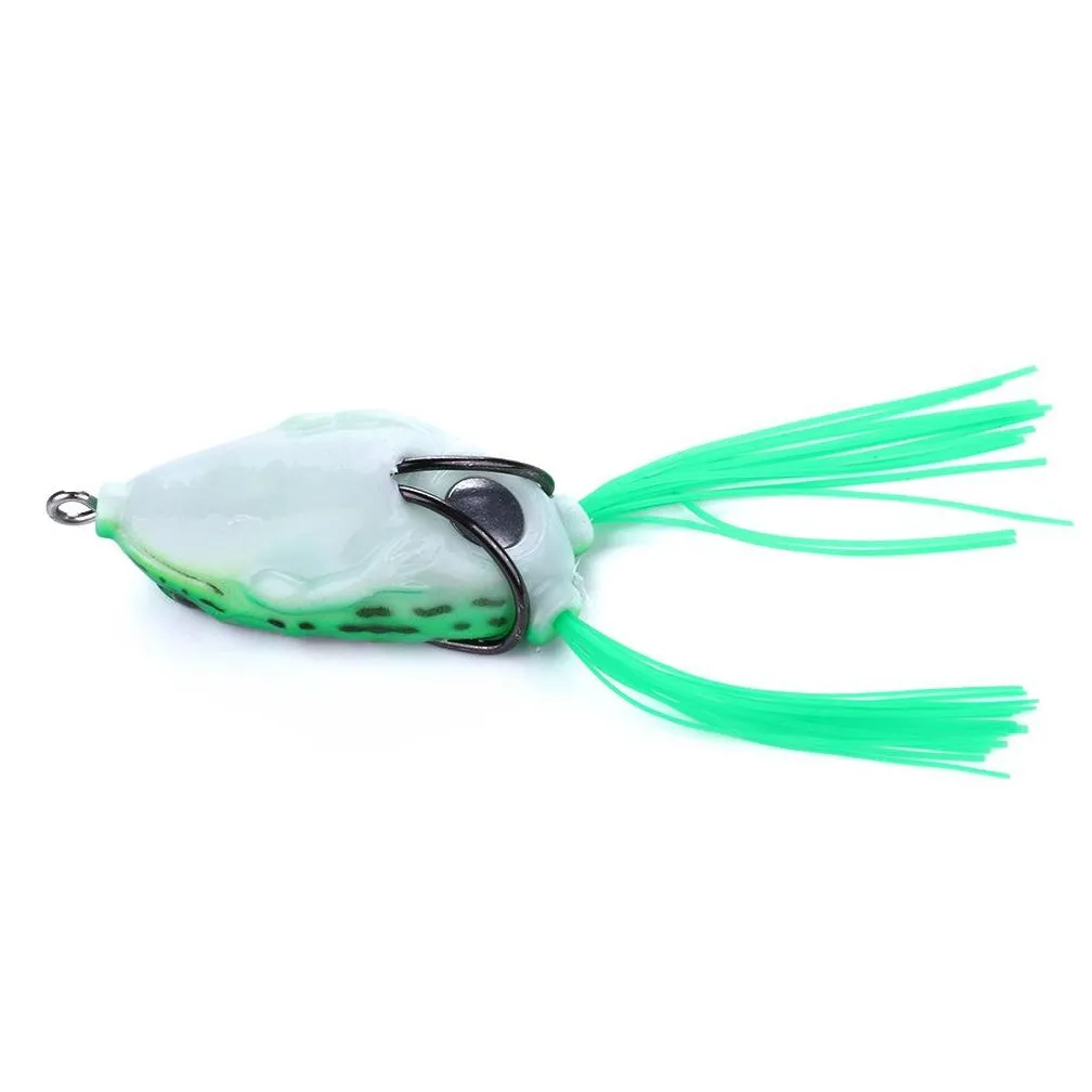 HENGJIA 60pcs Topwater Frog with High carbon Soft Bait 5.5CM 12.5G  Water Bass Minnow Fishing Lure FO003