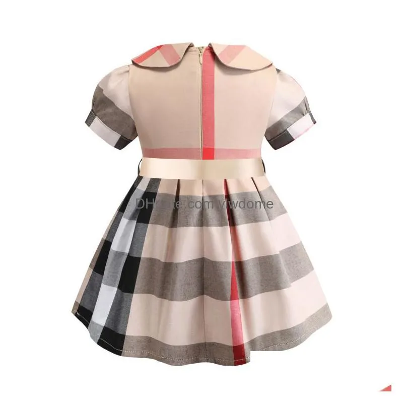 Girl`S Dresses 4 Style Summer Plaid Girls Dress Children Classic Fashion Party A-Line Casual Clothes 1-7T For Kids Princess Birthday H Dh2Do