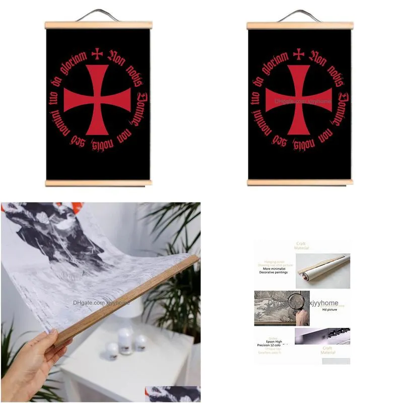 Other Arts And Crafts Knights Templar Wall Art Posters Christian Crusaders Canvas Scroll Painting For Classroom Living Room Dormitory Dhkd9