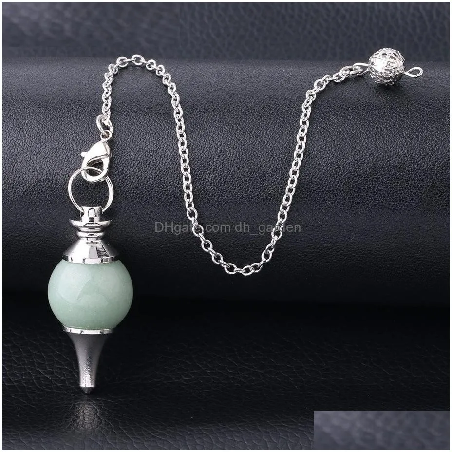 Pendant Necklaces Reiki Natural Stone Nce Healing Pendants Necklace Crystal Red Agate Dowsing Pendum Circar Cone Charms For Dhgarden Dh9Gy
