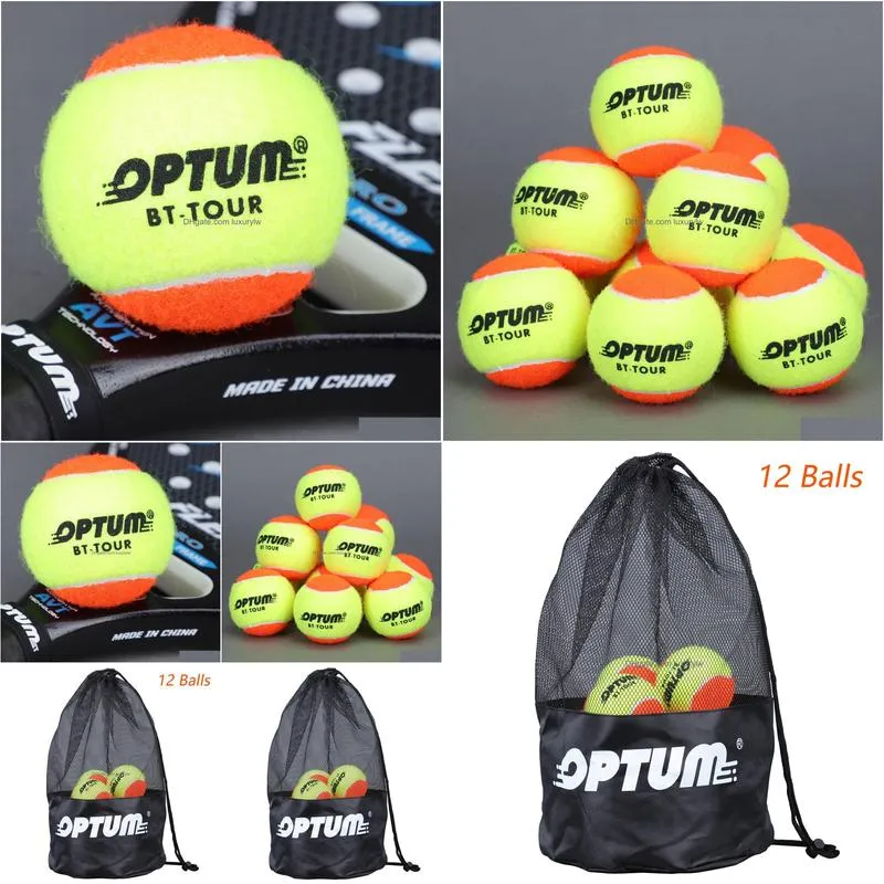 Tennis Balls 12Pcs Optum Bt-Tour 50% Pressure Beach With Mesh Shoder Bag 230703 Drop Delivery Dhoaw