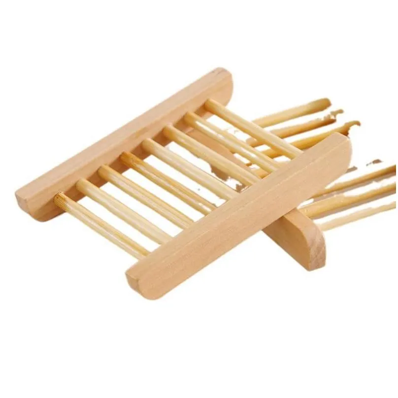 Soap Dishes Bamboo Wood Dish Savers Soaps Holder For Bathroom Keep Bars Dry Clean Easy Cleaning Drop Delivery Home Garden Bath Accesso Dhk4M