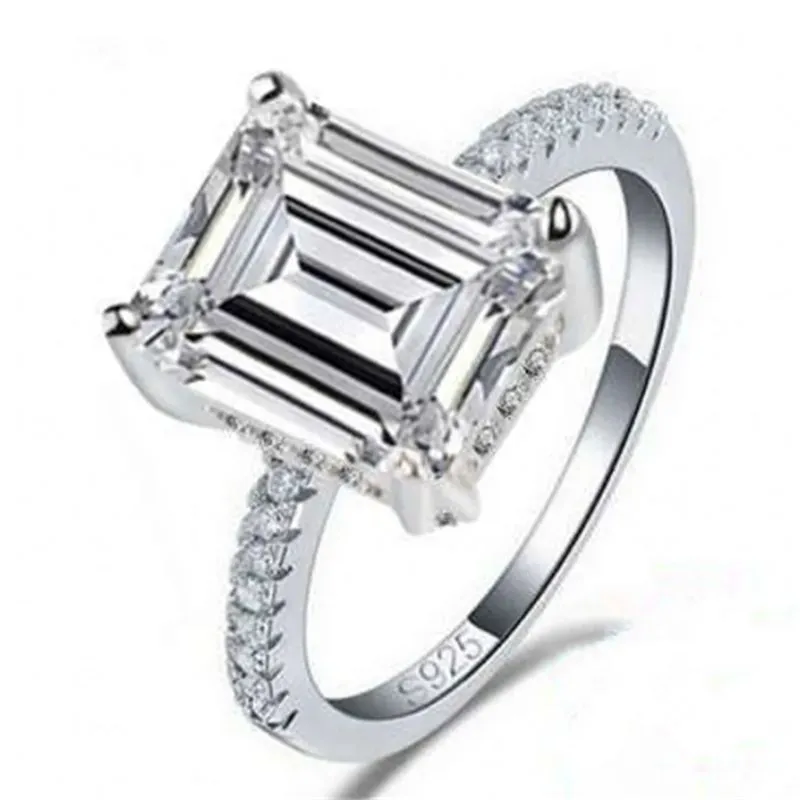 Emerald cut 3ct Lab Diamond Ring 925 sterling silver Jewelry Engagement Wedding band Rings for Women Bridal Party accessory