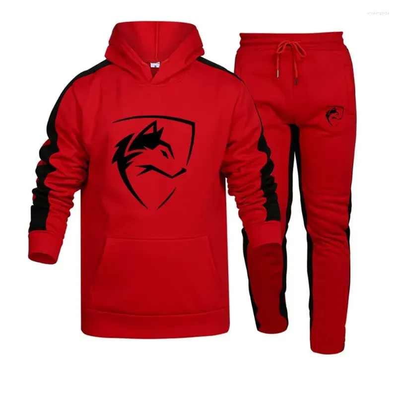 Men`s Tracksuits ALPHALETE Men Clothing Sets Printing Hoodie Set Fleece Zipper Hooded Sweatshirt Trousers Casual Mens