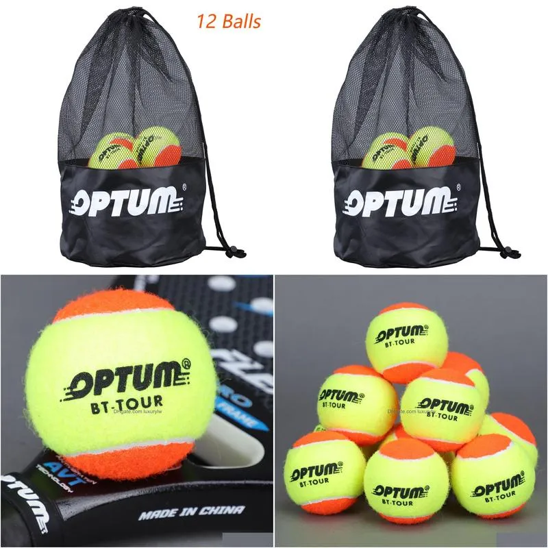 Tennis Balls 12Pcs Optum Bt-Tour 50% Pressure Beach With Mesh Shoder Bag 230703 Drop Delivery Dhoaw
