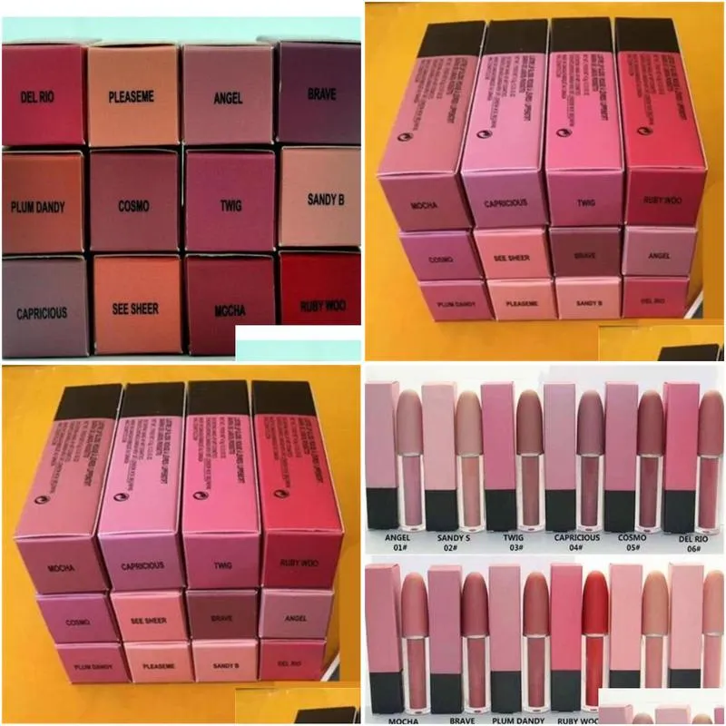 Dropshipping high quality makeup matte lipsticks epacket free ship 12 color new make up lips lustre lip gloss liquid lipstick 4.5g