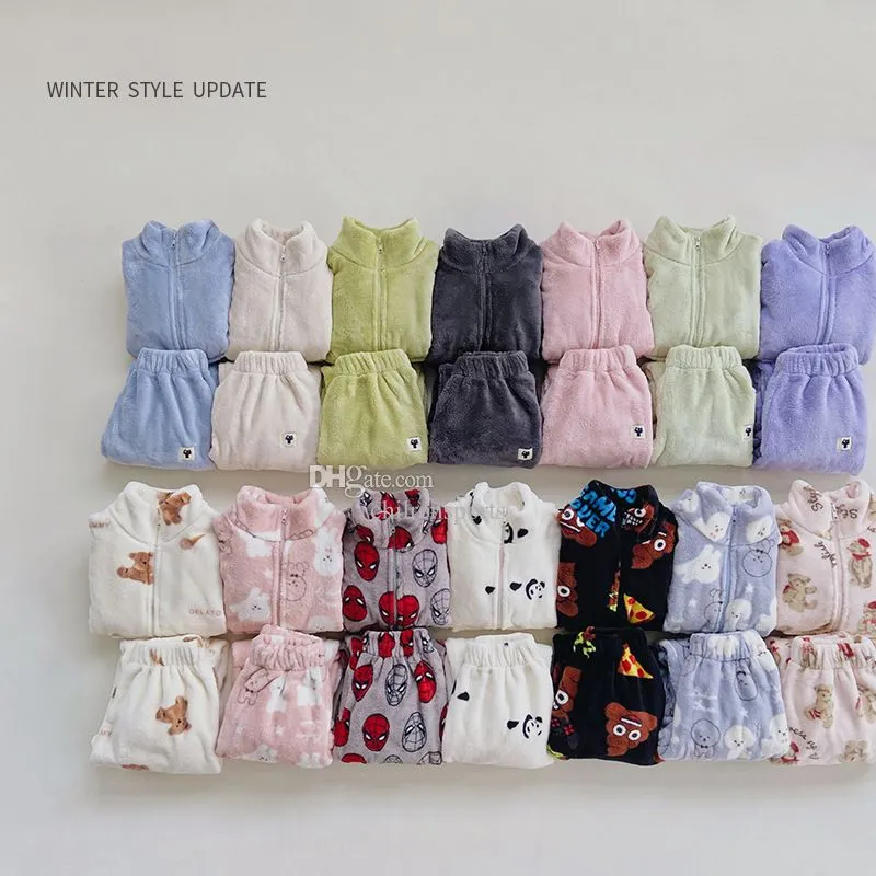 baby Tracksuit Kids Winter warm clothes Sets Baby boys girls Printed Sweatshirt Multicolors Two Pieces set Hoodie Coat Pants Clothing