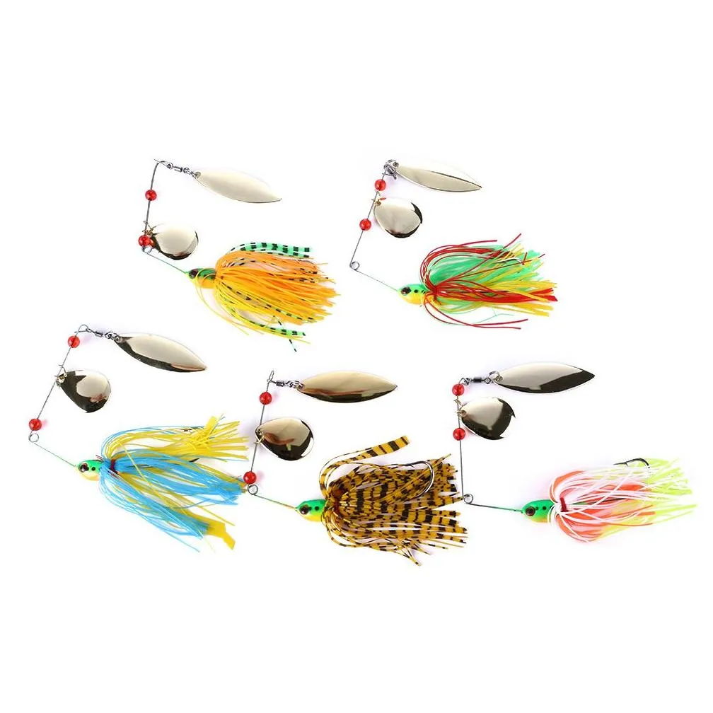 Hengjia Wholesale new 50pcs Double Piece Spinners fishing lures 14.3G 5 colors 4.7CM 1.7CM SB001