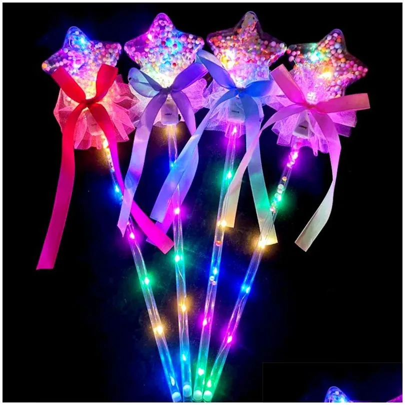 Party Decoration Led Light Sticks Bobo Balloon Star Shape Flashing Glow Magic Wands For Birthday Wedding Drop Delivery Home Garden Fes Dhjh3