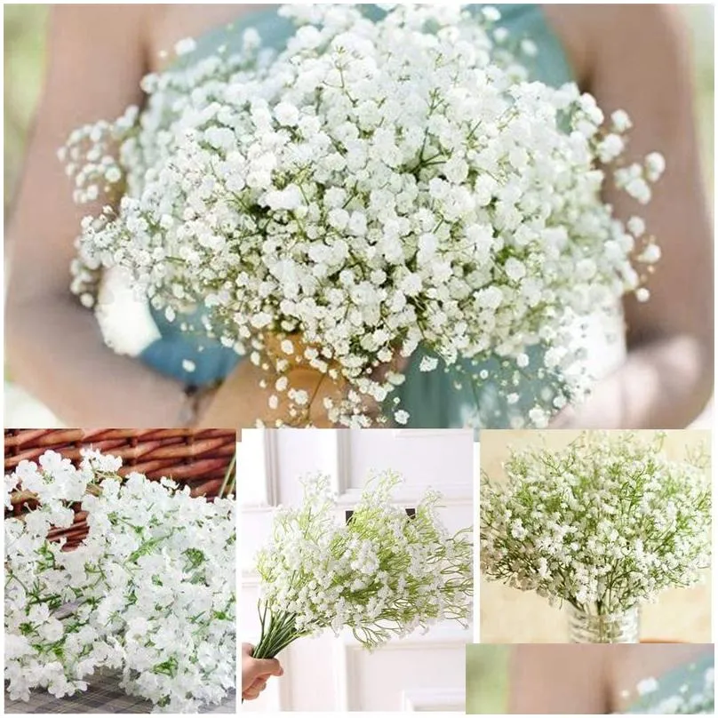 Decorative Flowers & Wreaths 20.5 Inch Artificial Babysbreath Fake Gypsophila Plants Bouquets For Wedding Home Diy Decoration Drop Del Dhrhq