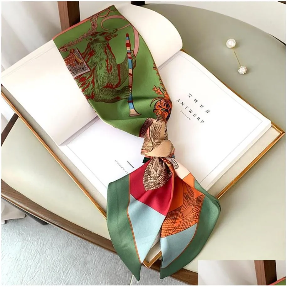 Scarves Luxury Brand Classic Simple Letter Design Satin Square Scarf Outdoor Shawl Silk Turban Beach Wrap Fashion Drop Delivery Dhmc9