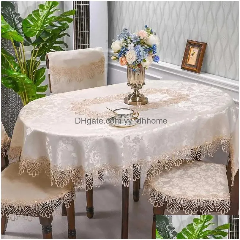 table cloth oval table cloth satin embroidered fold tea table europe dining table cover tablecloth table lace art dust cover chair