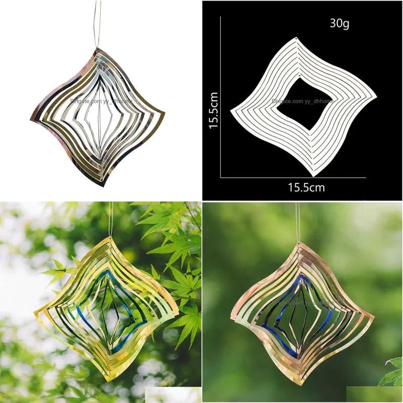 garden decorations star mirror rotating wind chimes hanging keep birds away shiny spiral decoration for yard porch garden