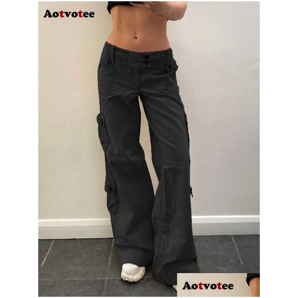 streetwear vintage wide leg jeans women new low waisted more than a pocket straight jeans fashion casual cargo jeans