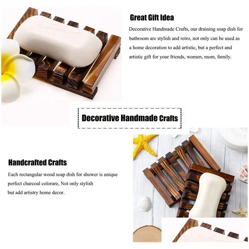 Soap Dishes Wooden Dish Case Holder For Bathroom Shower Waterfall Drainer Kitchen Keep Dry Easy To Drop Delivery Home Garden Bath Acce Dhonv