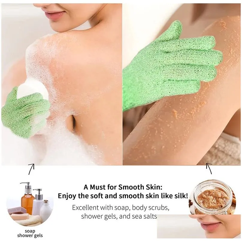 Bath Brushes, Sponges & Scrubbers Exfoliating Shower Gloves Brushes For Spa Mas And Body Scrubs Dead Skin Cell Solft Suitable Men Drop Dhd7C
