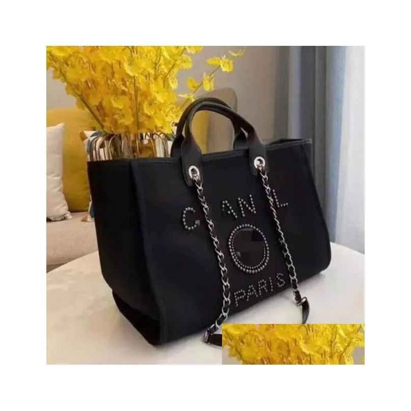 Other Bags Designer Classic Evening Luxury Handbag Fashion Pearl Brand Label Backpack Womens Beach Handbags Purse Women Canvas Hand Dhmce