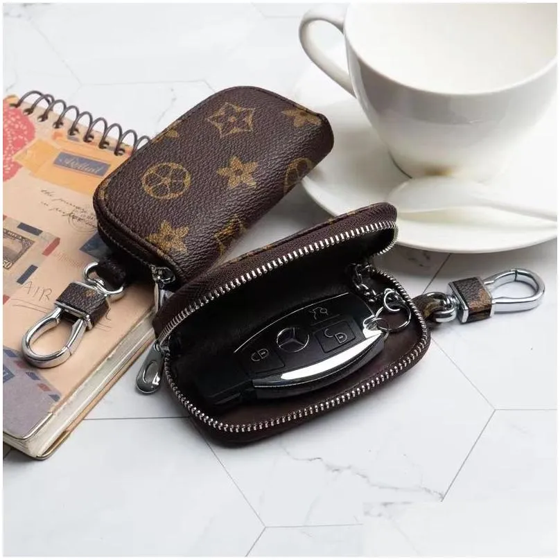 Key Wallets Designer- Car Case Male Pu Leather Keys Holder Women Smart Housekeeper Zipper Keychain Pouch Bag Wallet Drop Delivery Ba Dhujt