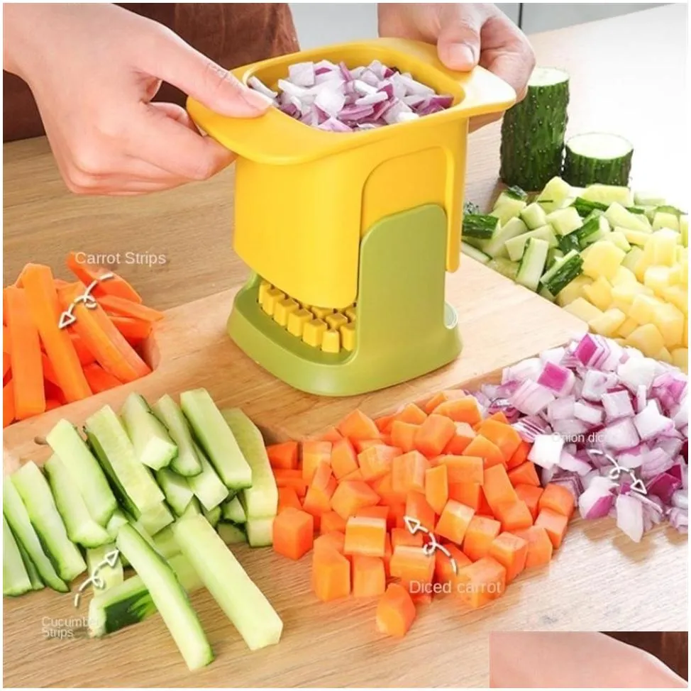 Fruit Vegetable Tools Multifunctional Vegetable Chopper French Fries Cutter Household Hand Pressure Onion Dicer Cucumber Potato Sl255a
