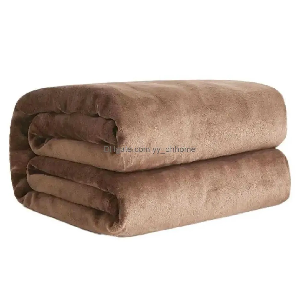 blankets solid color durable winter soft warm fleece flannel blanket rectangle warm blanket double side for office winter home