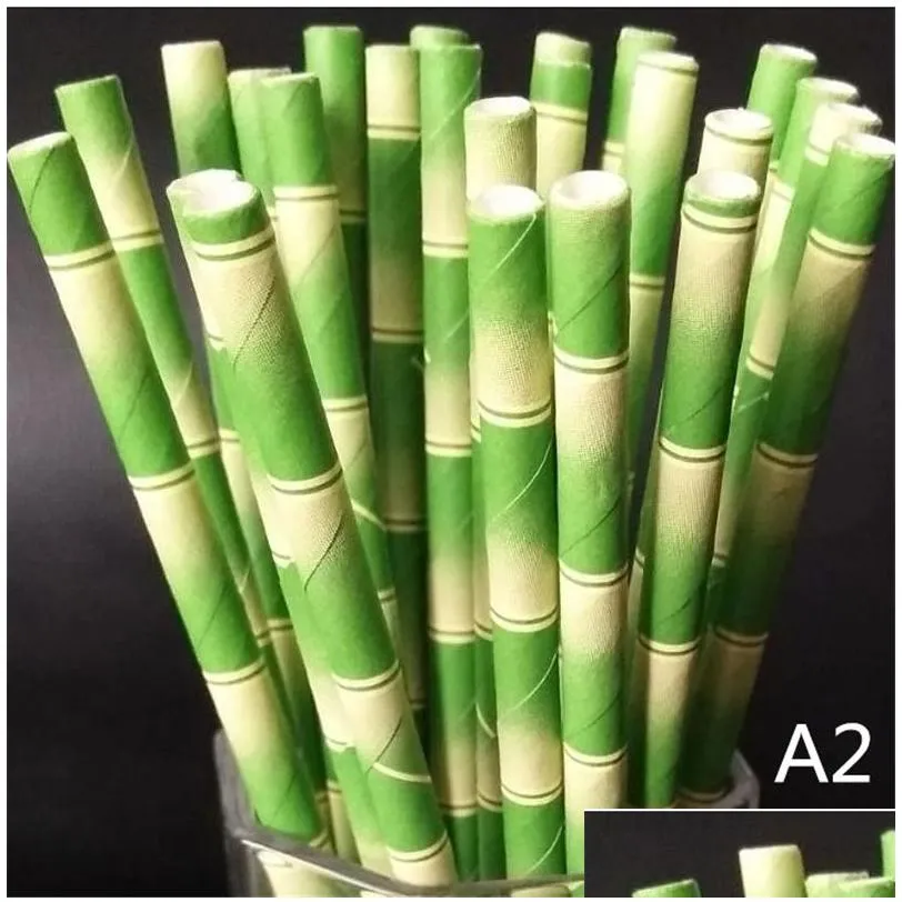 Drinking Straws Biodegradable Bamboo Paper St Sts Eco-Friendly 25Pcs Per Lot Party Use Disaposable On Promotion Drop Delivery Home Gar Dhkfg