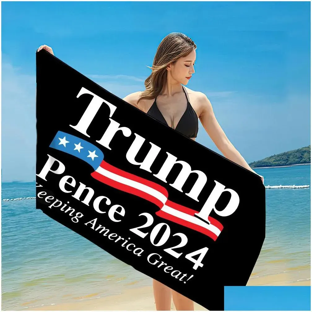 quick dry fabric bath beach towels president trump towel 2024 us flags printing mat sand blankets for travel shower swimming wll1275