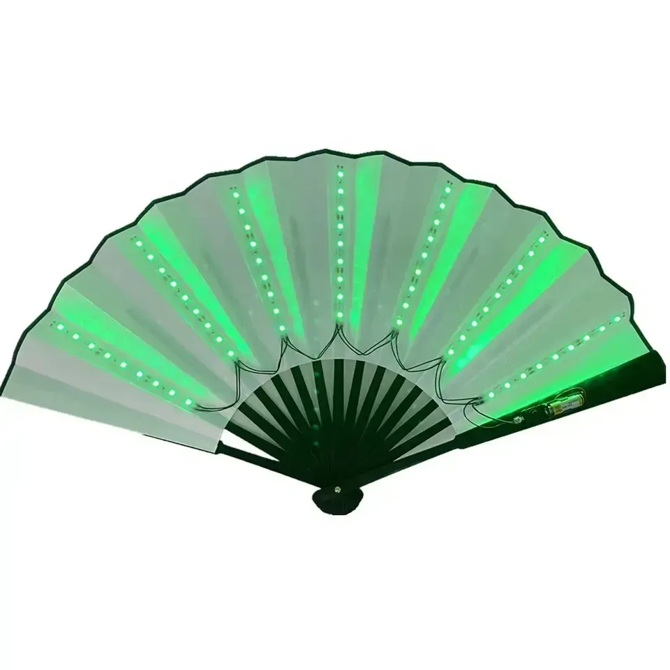 13inch Luminous Folding Rave Fan Led Play Colorful Hand Held Abanico LED Fans For Dance Neon DJ Night Club Party