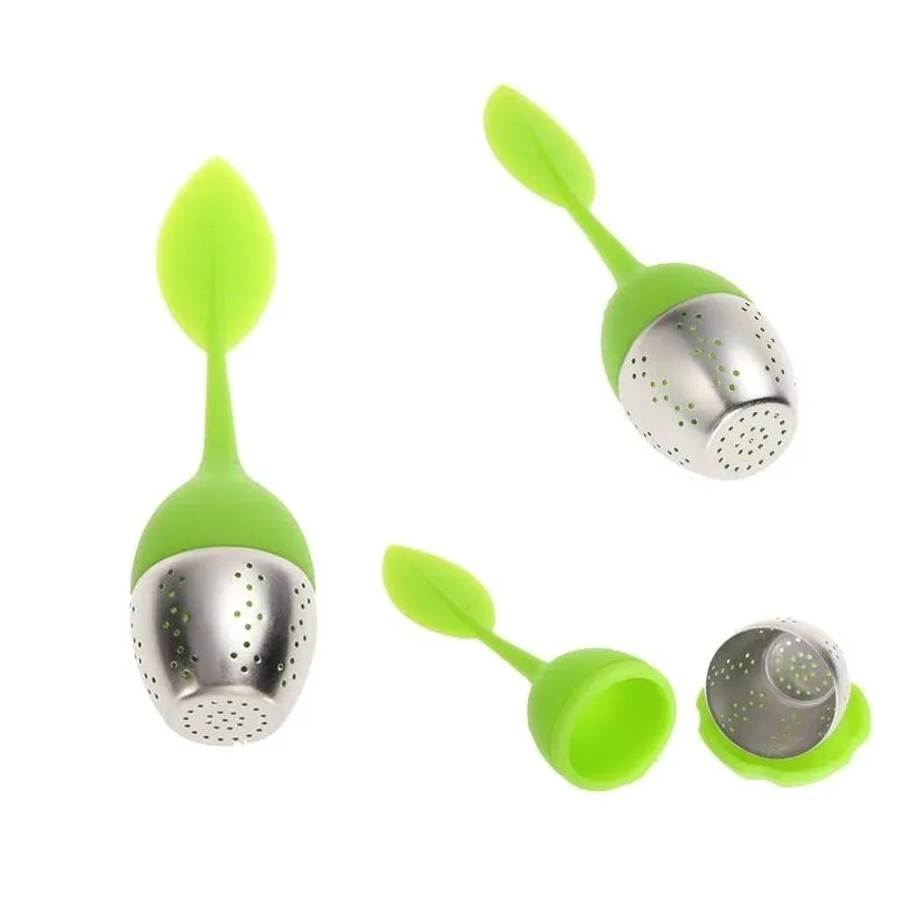 Tea Strainers Wholesale Sile Handle Infuser With Stainless Steel Strainer And Drip Tray For Herbal Drop Delivery Home Garden Kitchen, Dhn6Z