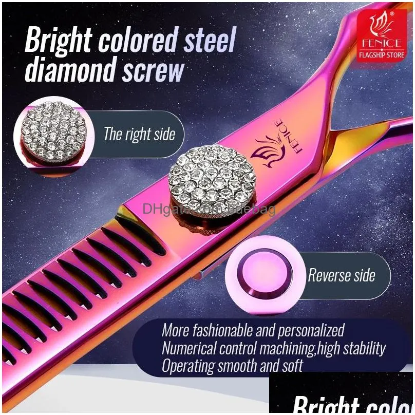 scissors fenice grooming scissors diamond screw 7.25 inch professional curved chunker scissors thinner shears for pet beautician