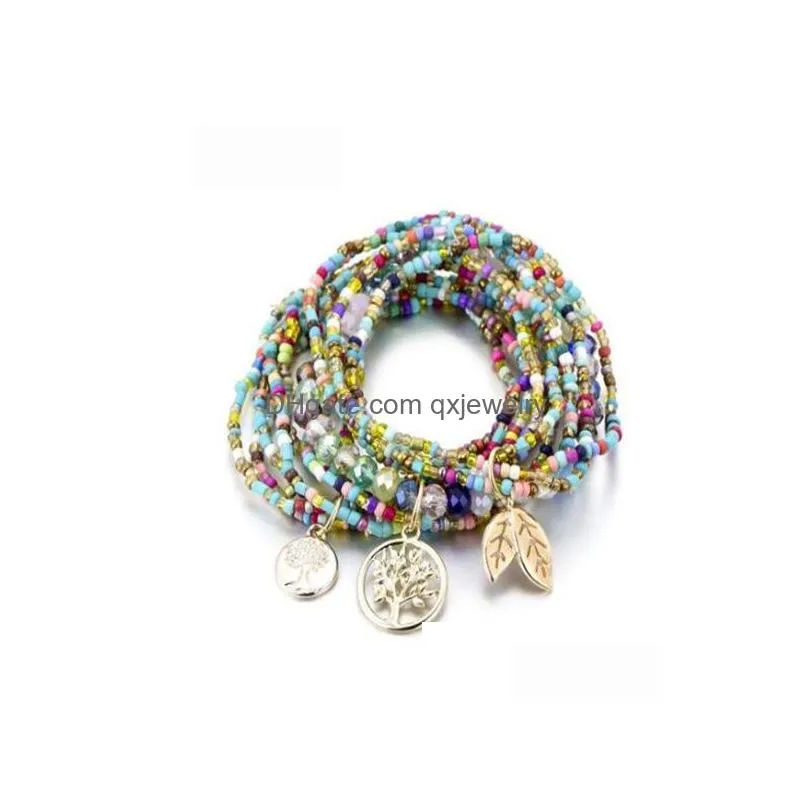 Charm Bracelets Women Bohemian Jewelry Mtilayer Beads Bracelet Set Ethnic Wrap Pseras Mujer Femme Gift Gc1283 Drop Delivery Dh75R
