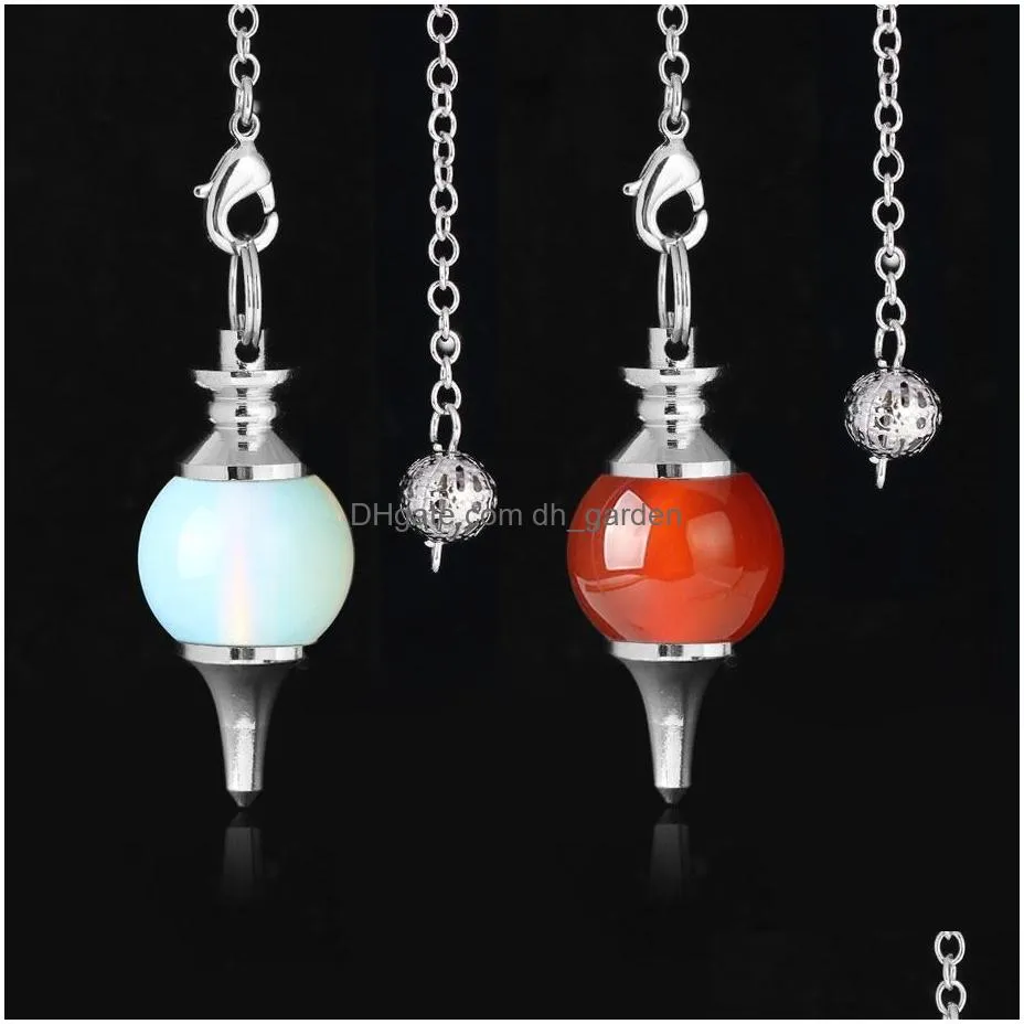 Pendant Necklaces Reiki Natural Stone Nce Healing Pendants Necklace Crystal Red Agate Dowsing Pendum Circar Cone Charms For Dhgarden Dh9Gy