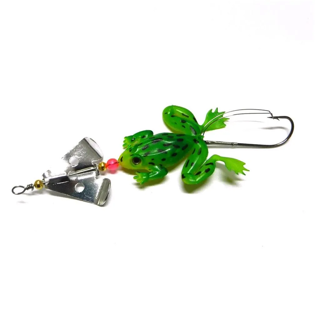 50pcs Soft Rubber Frog Fishing Lure Bass CrankBait 3D Eye Simulation Frog Spinner Spoon Bait 6.2g Fishing Tackle Accessories