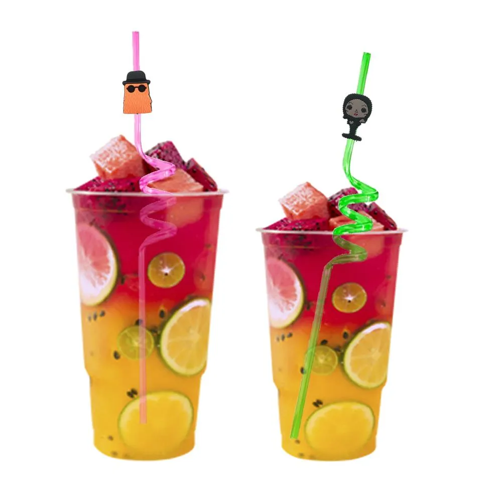 american drama wednesday themed crazy cartoon straws plastic for kids birthday drinking summer party favor supplies girls reusable straw