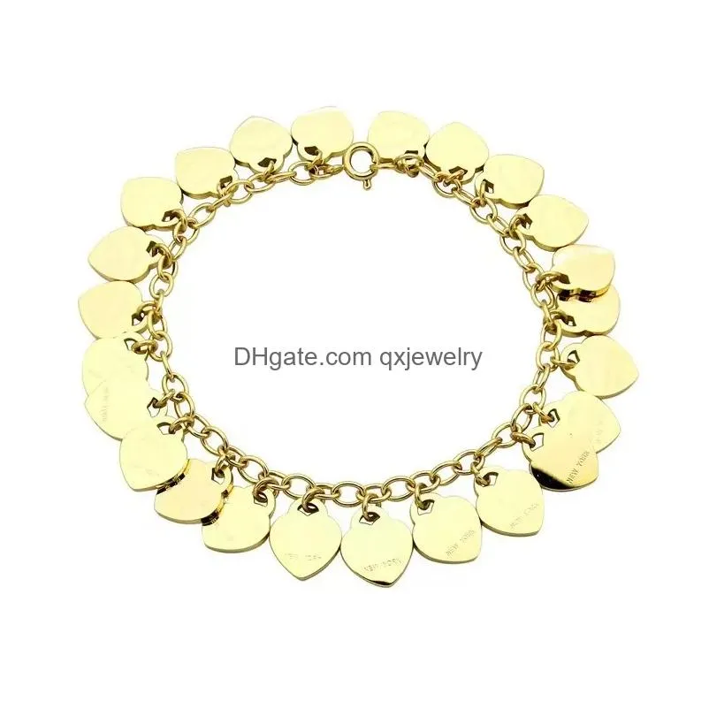 Chain Designer Bracelets Bangle Gold Plated Stainless Steel Flower Letter Pendants Lovers Gift Wristband Cuff Women Bracelet For Birt Dhfwx