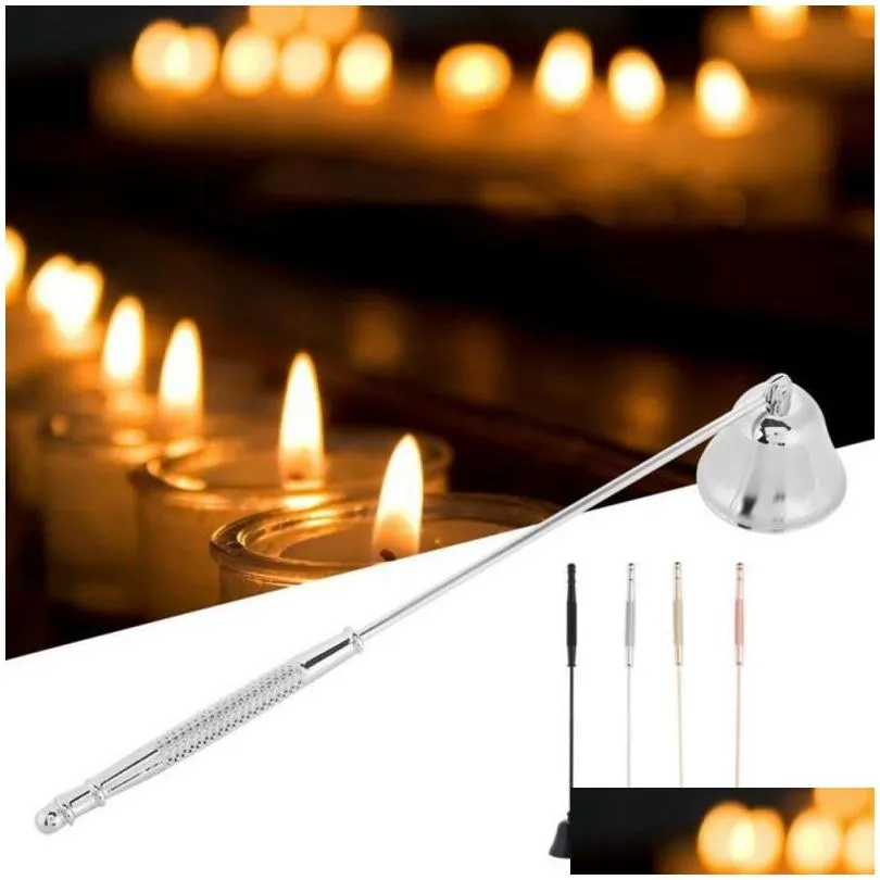 Candles Stainless Steel Candle Snuffer Tool Long Handle Bell Extinguisher Wick Trimmer Accessories Drop Delivery Home Garden Decor Dhelx