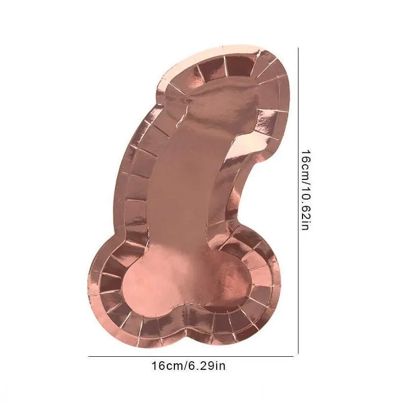 new 8pcs rose gold penis paper plate bachelorette party supplies bride to be hen night party decoration food tray bridal shower gift