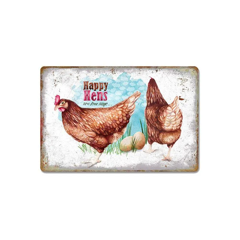Metal Painting 2023 Funny Chickens Tin Signs Vintage Poster Rooster Hens Eggs Retro Plaque Wall Stickers For Farm Outdoor Doors Home Dhdxt