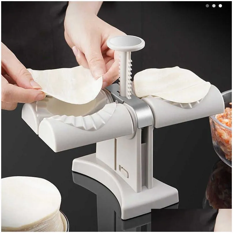 new dumpling maker machine automatic double head press dumplings mold pierogi maker home kitchen gadget accessories ravioli tools