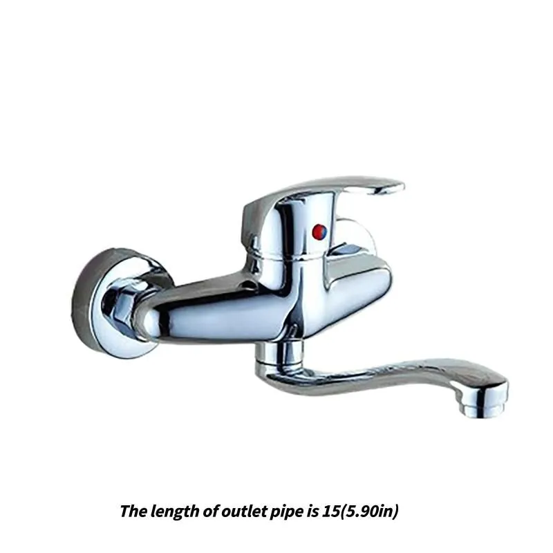 Double Hole Cold And Faucet Single Handle Wall-mounted Entry Type Tap With Spout Very Short 15 Cm Bathroom Sink Faucets