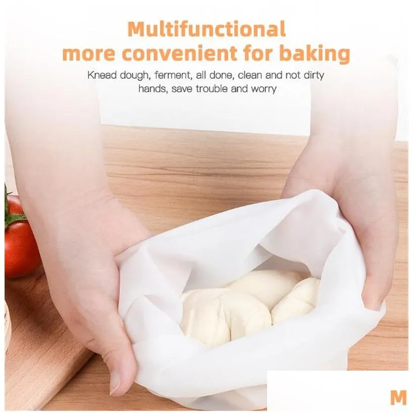 Other Bakeware Wholesale Kitchen Sile Dough Flour Kneading Mixing Bag Reusable Cooking Pastry Tools Bags Drop Delivery Home Garden Kit Dh05X