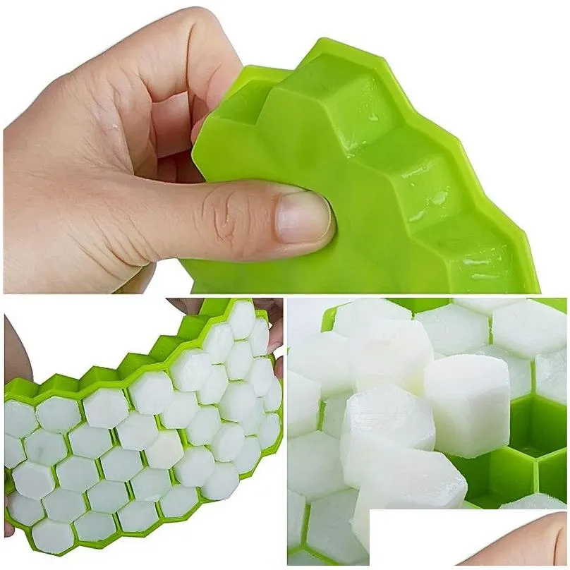 Other Bar Products 37 Holes Honeycomb Ice Cube Mold Food Grade Flexible Sile Mods For Whiskey Cocktail Kitchen Accessories Drop Delive Dhnbe