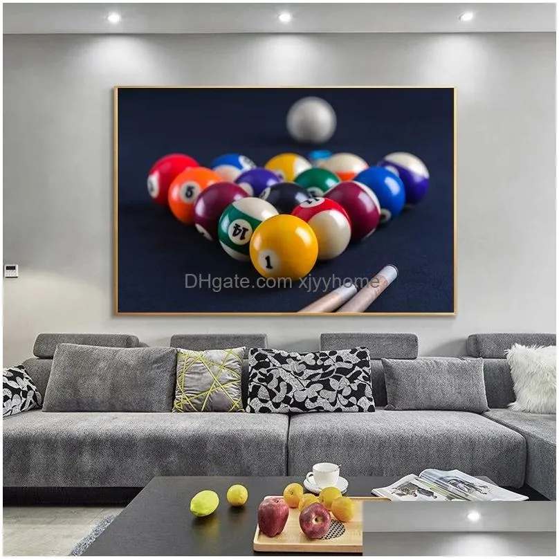 Paintings Blue Billiard Table With Balls Poster Canvas Painting And Prints Sports Wall Art Modern Picture Living Room Decor Cuadros Dr Dhzmt