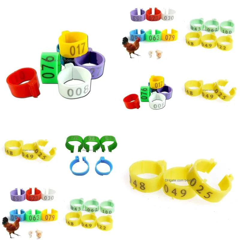 carriers 100pcs/bag poultry farming chicken goose duck foot ring plastic color for identify plastic layer broiler with number 001100