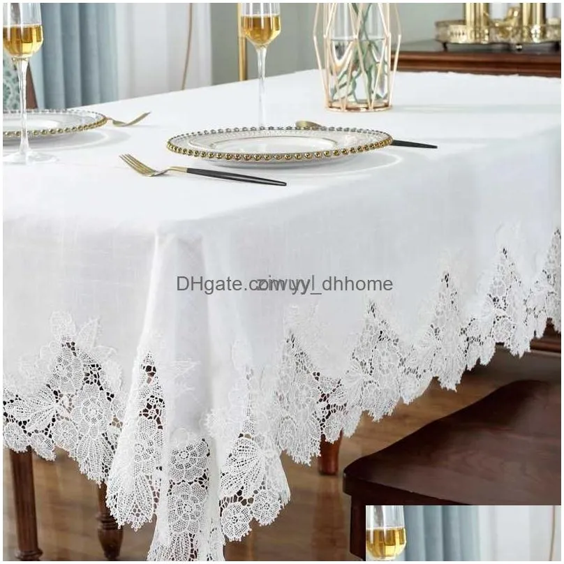 table cloth table cloth white table cover linen cotton table juppe tablecloth flower fabric nordic tv cabinet lace pattern modern