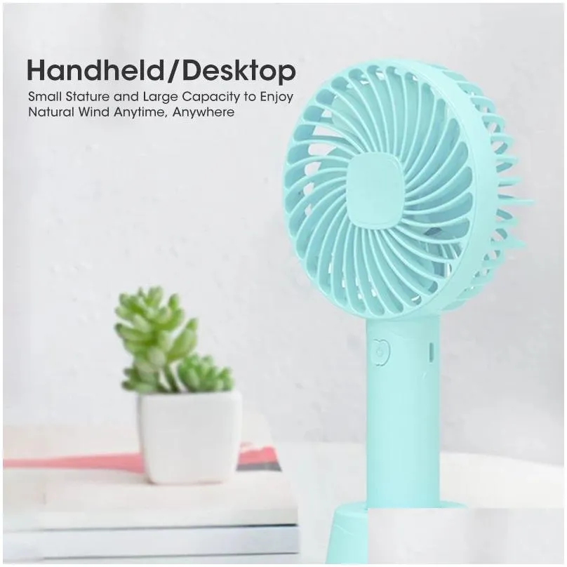 Party Favor Summer Handheld Small Fan Mini Usb Rechargeable 1200Mah Student Gift Desktop Portable Dormitory Classroom Hand Fans Coolin Dhryg