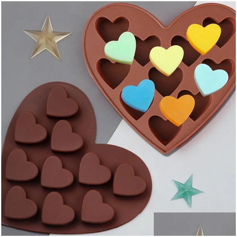 Baking Moulds 10-Cavity Diy Heart Shape Soap Mold Sile Chocolate Candy Mod Making Supplies For Cake Decoration Tool Drop Delivery Home Dhgbl