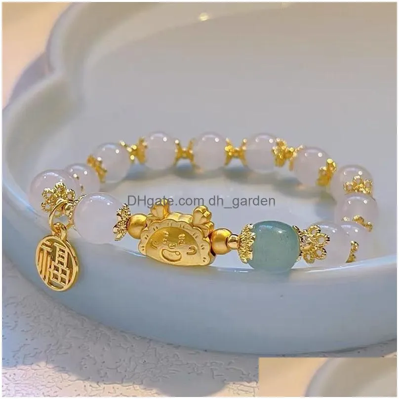 Beaded 2024 New Year Of The Dragon Imitation Bracelet Fu Brand Pendant Female Girlfriends Drop Delivery Jewelry Bracelets Dhgarden Dhjyd