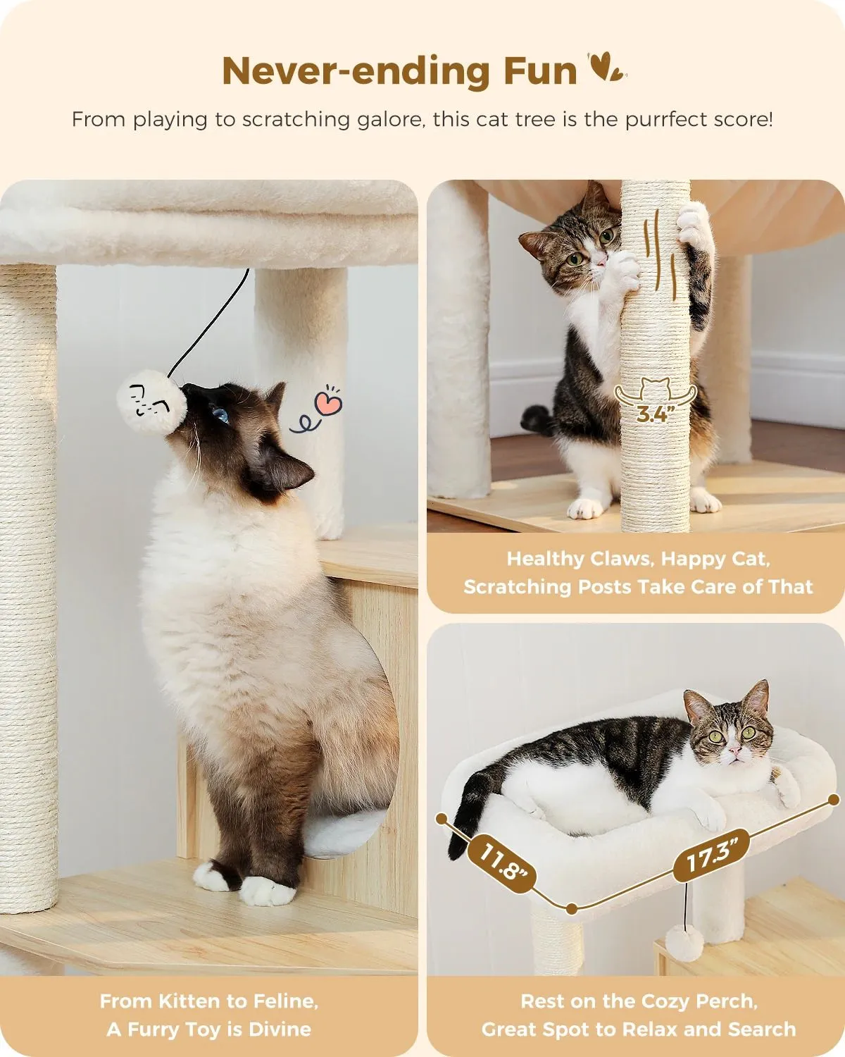 Cat Furniture Scratchers Multi-Level Cat Tree Tower with Condo Scratching Post for Cat Furniture House Cat Scratcher Cat Supplies Cat Toy