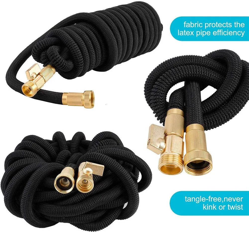 Garden Hoses 25Ft100Ft Expandable Magic Flexible Water EU US Version Plastic Pipe With Spray Gun To Watering 221116